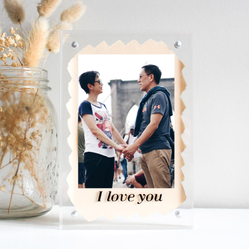 Personalised, Acrylic Photo Frame with Transparent Background for  Anniversary, Birthday Gift Love