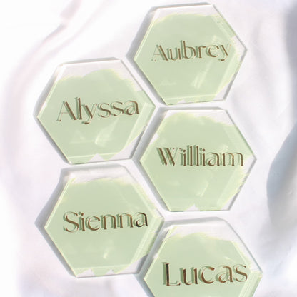 Wedding Place Cards, Acrylic Place Cards, Hexagon Wedding Place Cards, Hexagon Name Cards, Event Name Cards, Wedding Favours, Bonbonniere