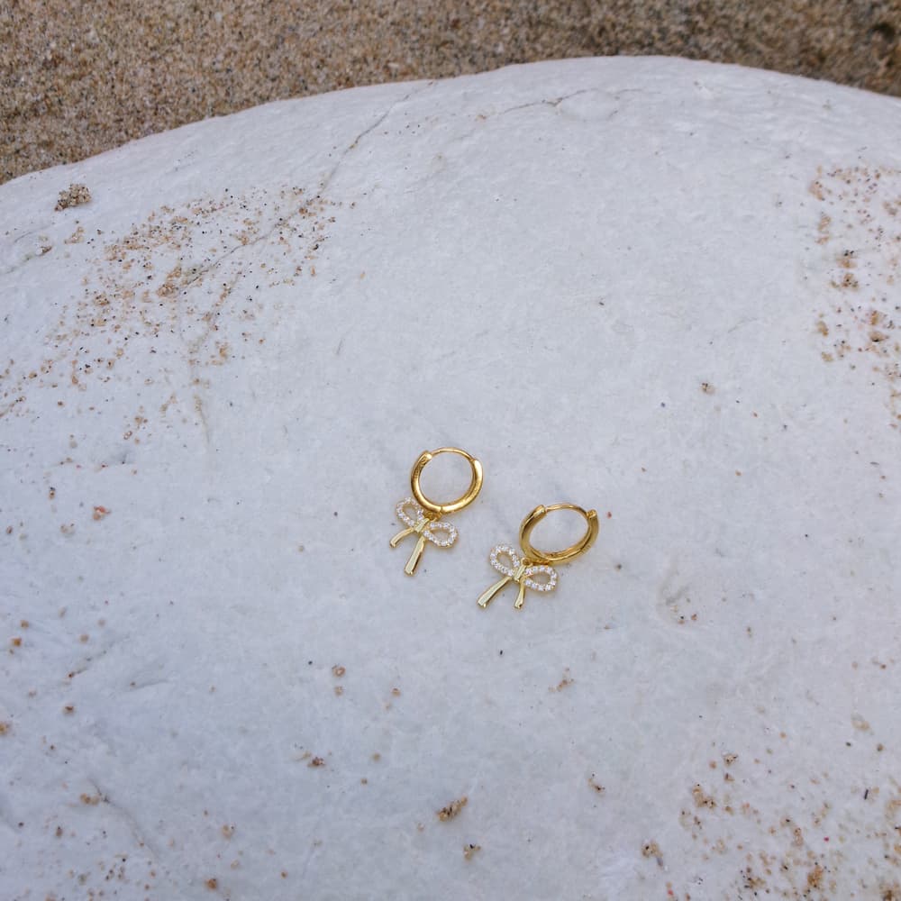 bow hoop earrings dainty