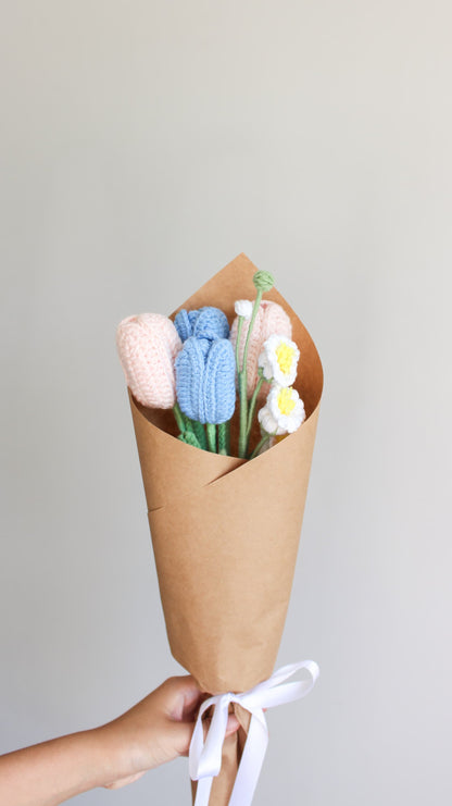 crochet flowers pastel bouquet