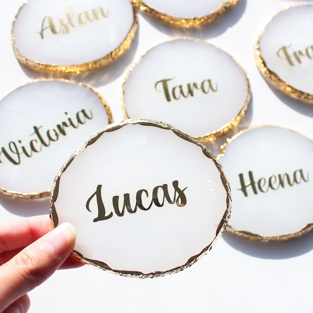 Personalised Agate Look Place Cards