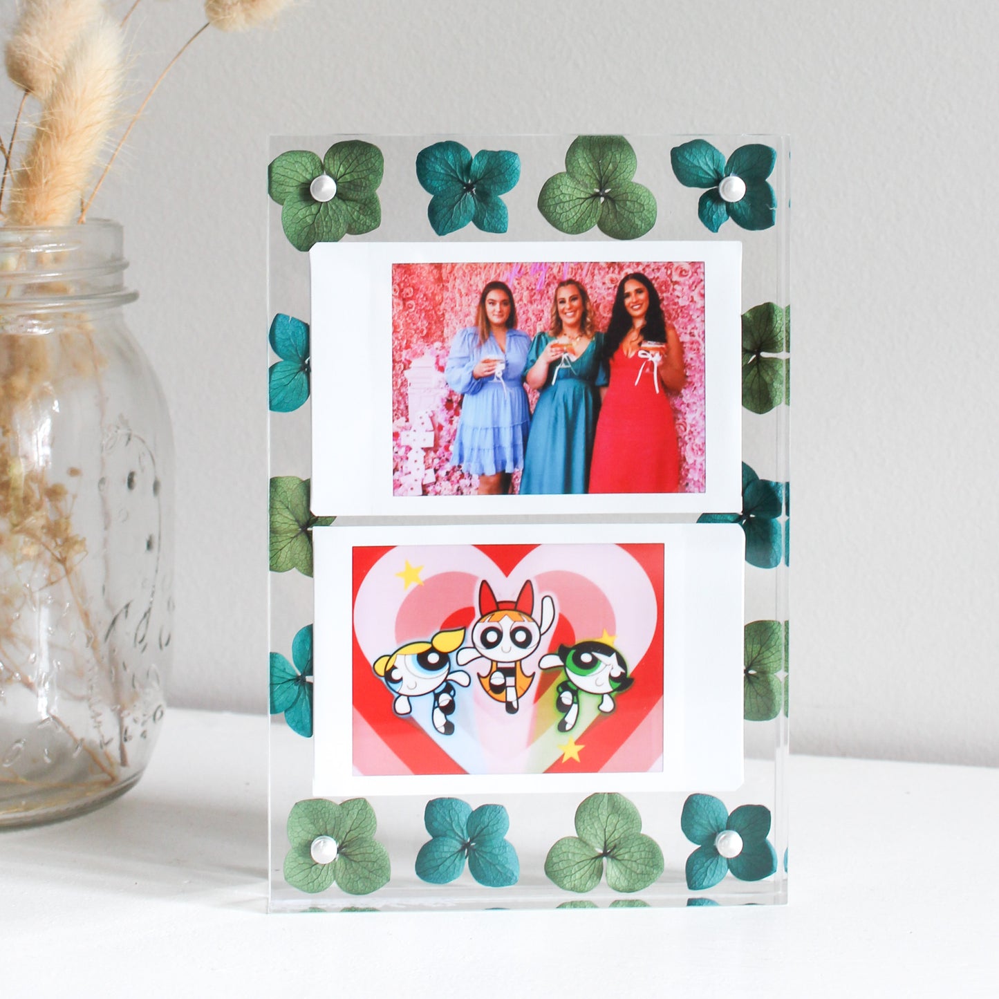 Personalised Flower Double Polaroid Frame