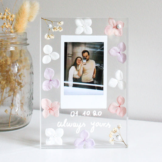 acrylic polaroid block with flowers instax mini polaroid frame flower art polaroid frame pressed flower acrylic polaroid frame