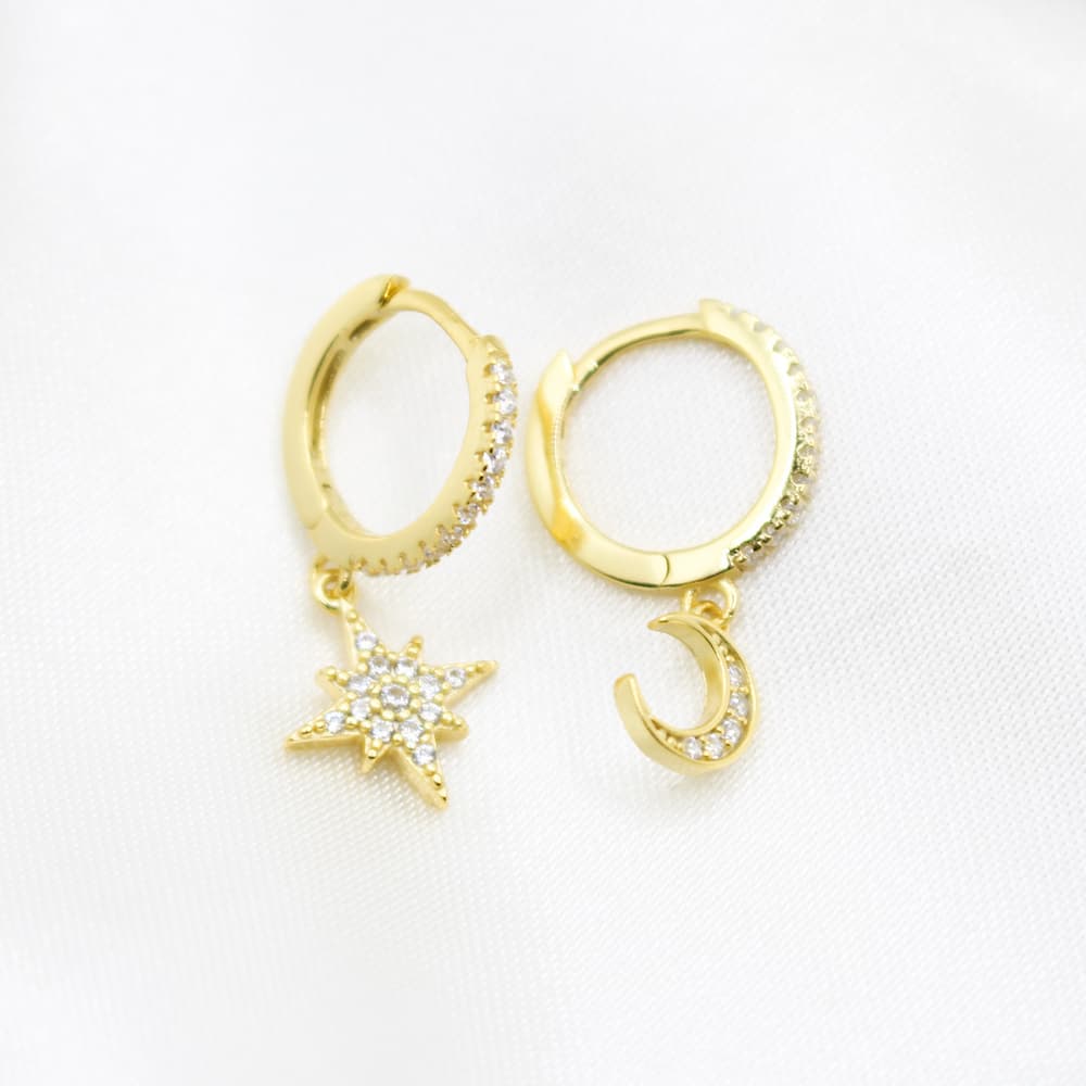 Asteria - Star & Moon Hoops 15% OFF Sample Sale