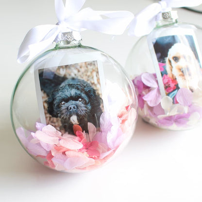 everlasting christmas polaroid bauble floral bauble polaroid bauble christmas gift ideas christmas bauble with flowers christmas bauble with polaroid and flower personalised flower bauble polaroid ornament