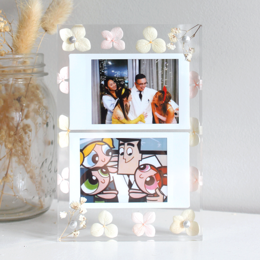 personalised flower double polaroid frame personalised double polaroid frame gift ideas frame present acrylic block pressed flower polaroid frame glass polaroid frame