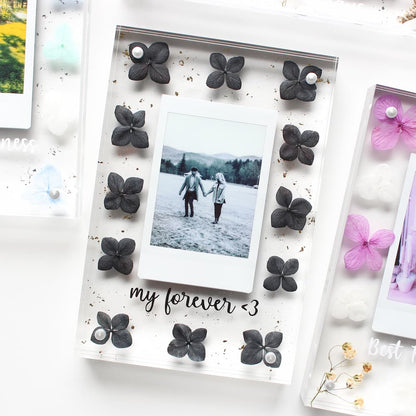 personalised flower polaroid frame clear flower frames